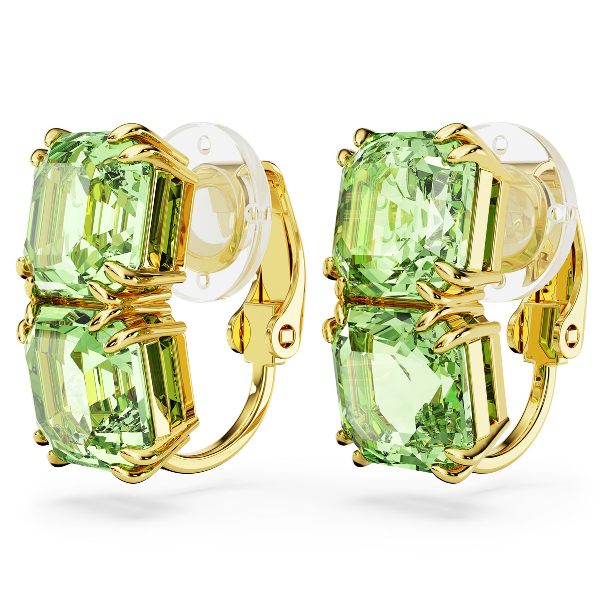 Swarovski Jewelry Millenia, Clip Earrings Pair Square Green and Gold